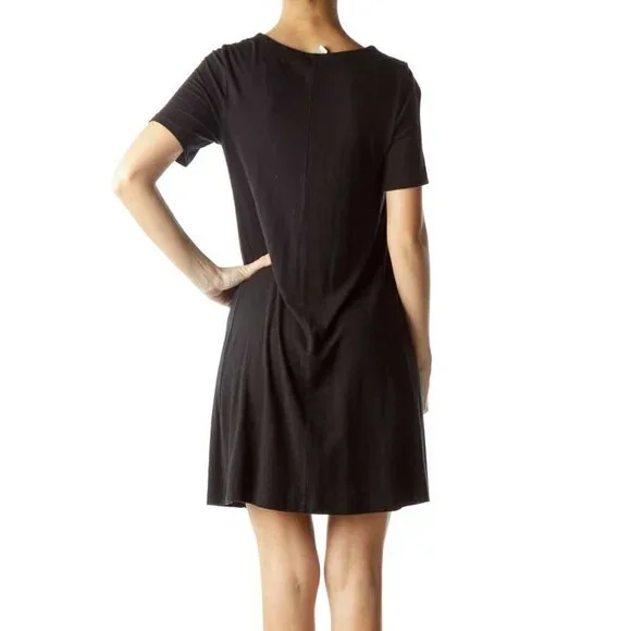 LOFT Black Short Sleeve Jersey Dress - Picture 3 of 3